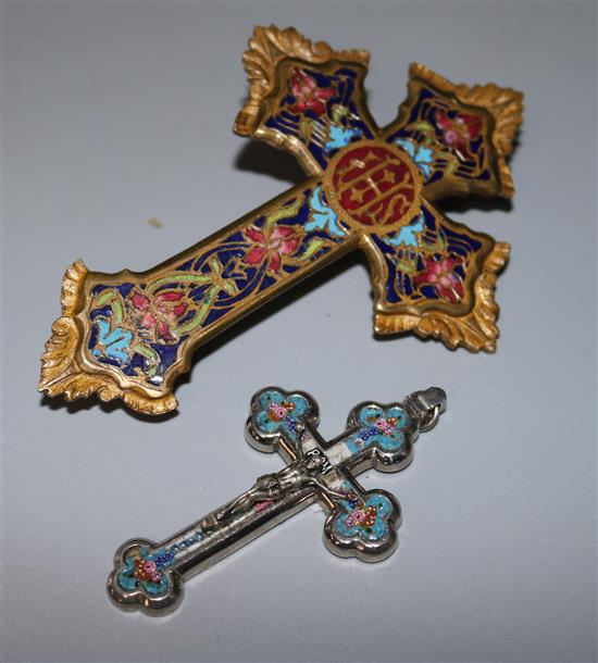 Two enamel crosses